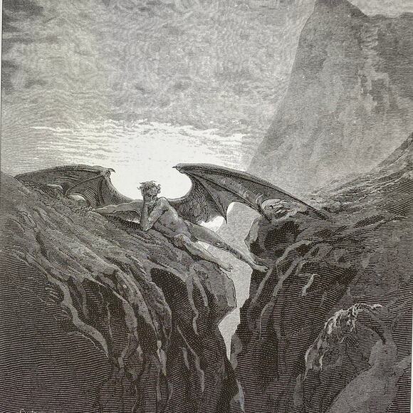Dore, Paradise Lost, Satan, Illustration, Print, Bookplate, Art, ~ 240707-WH 292 - Picture 3 of 4